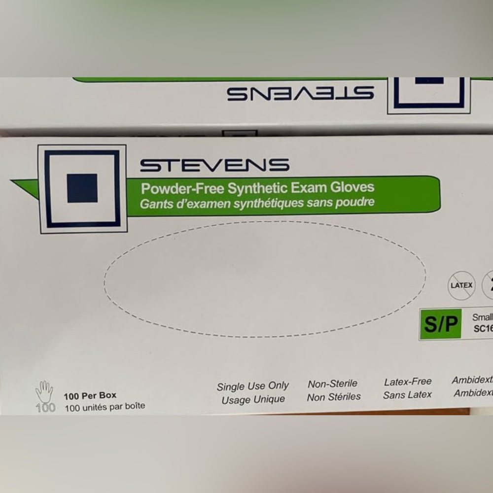 Stevens Small size Powder-Free Synthetic Vinyl Exam Gloves, Non-Sterile